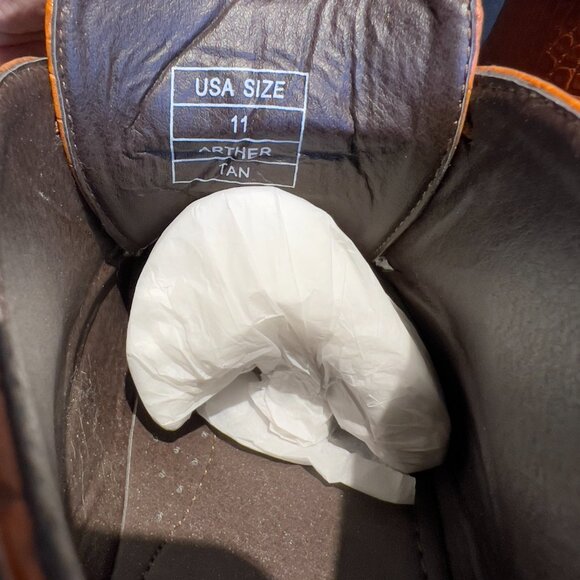 TAYNO | DRESS SHOE BOOT | FAUX GATOR SIZE 9 ORANGE RUST COLOR | LACE UP - Picture 7 of 11